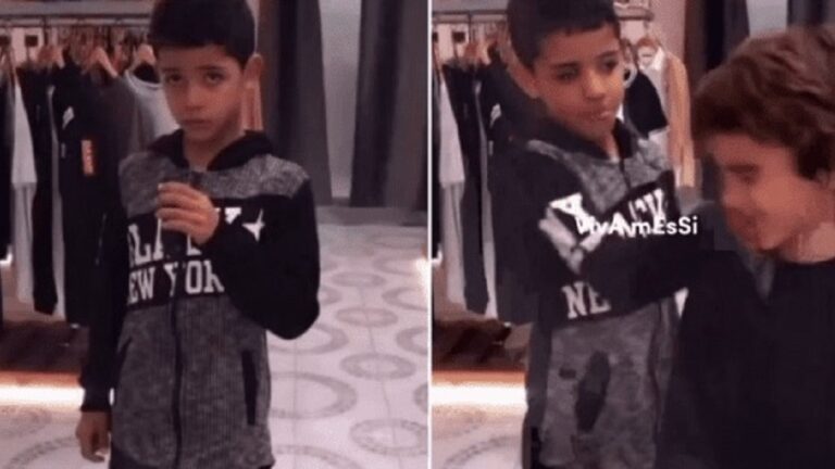 El video viral del hijo de Cristiano Ronaldo dando un manotazo a otro niño que grita 
